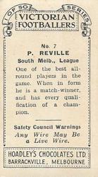 1934 Hoadley's Victorian Footballers #7 Peter Reville Back